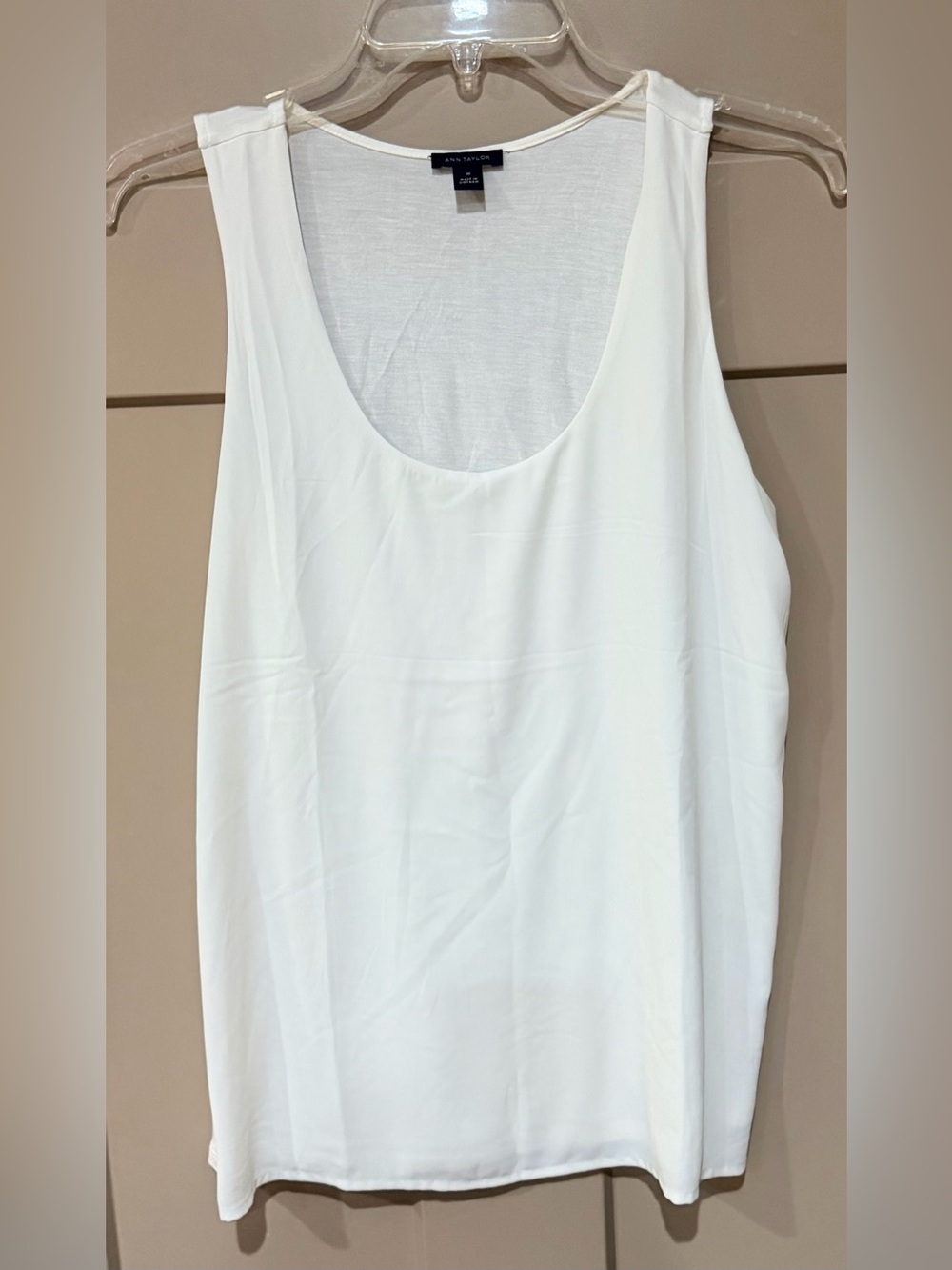 Ann Taylor White Scoop Neck Tank Top